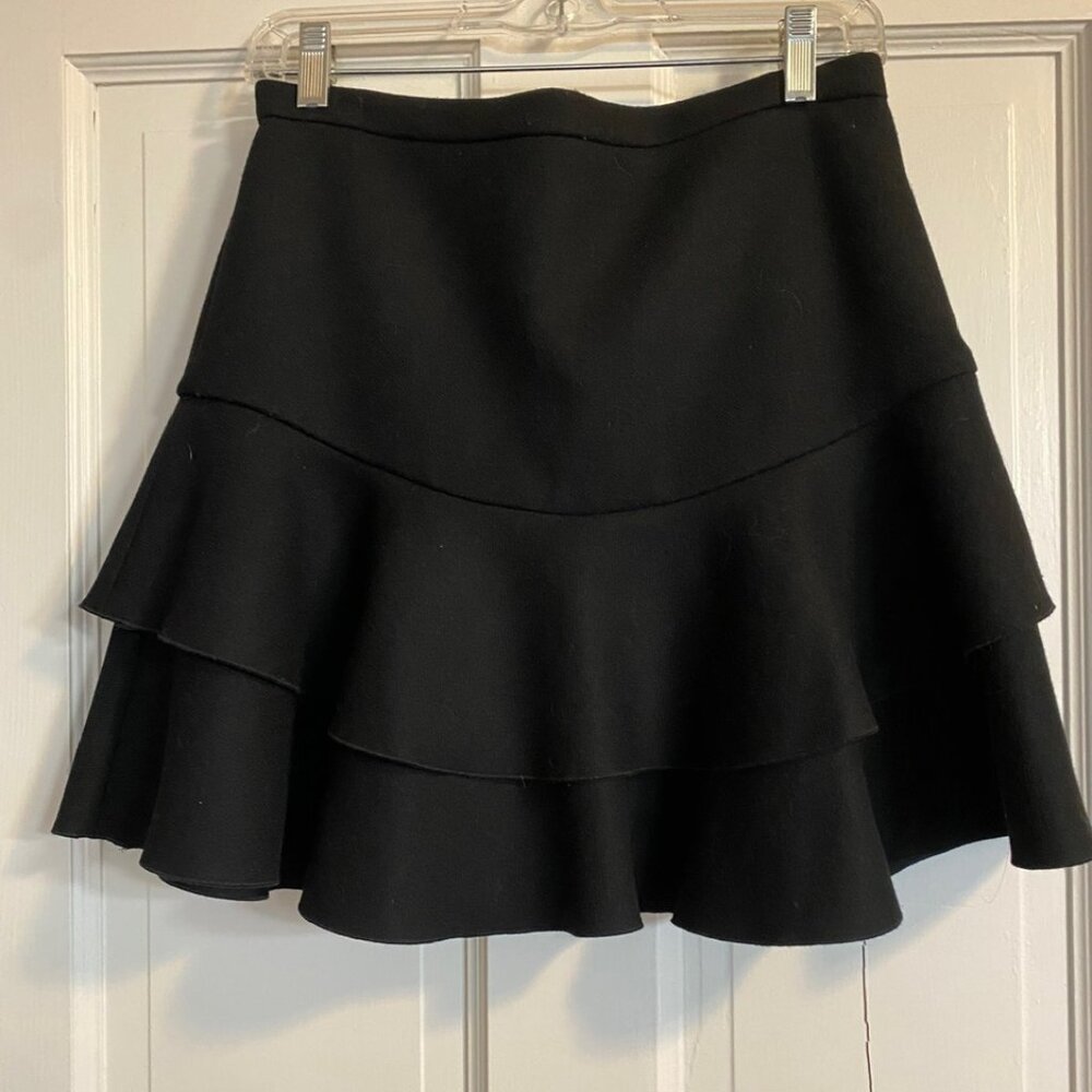 JCREW Black Wool Ruffled Mini Skirt SZ 0